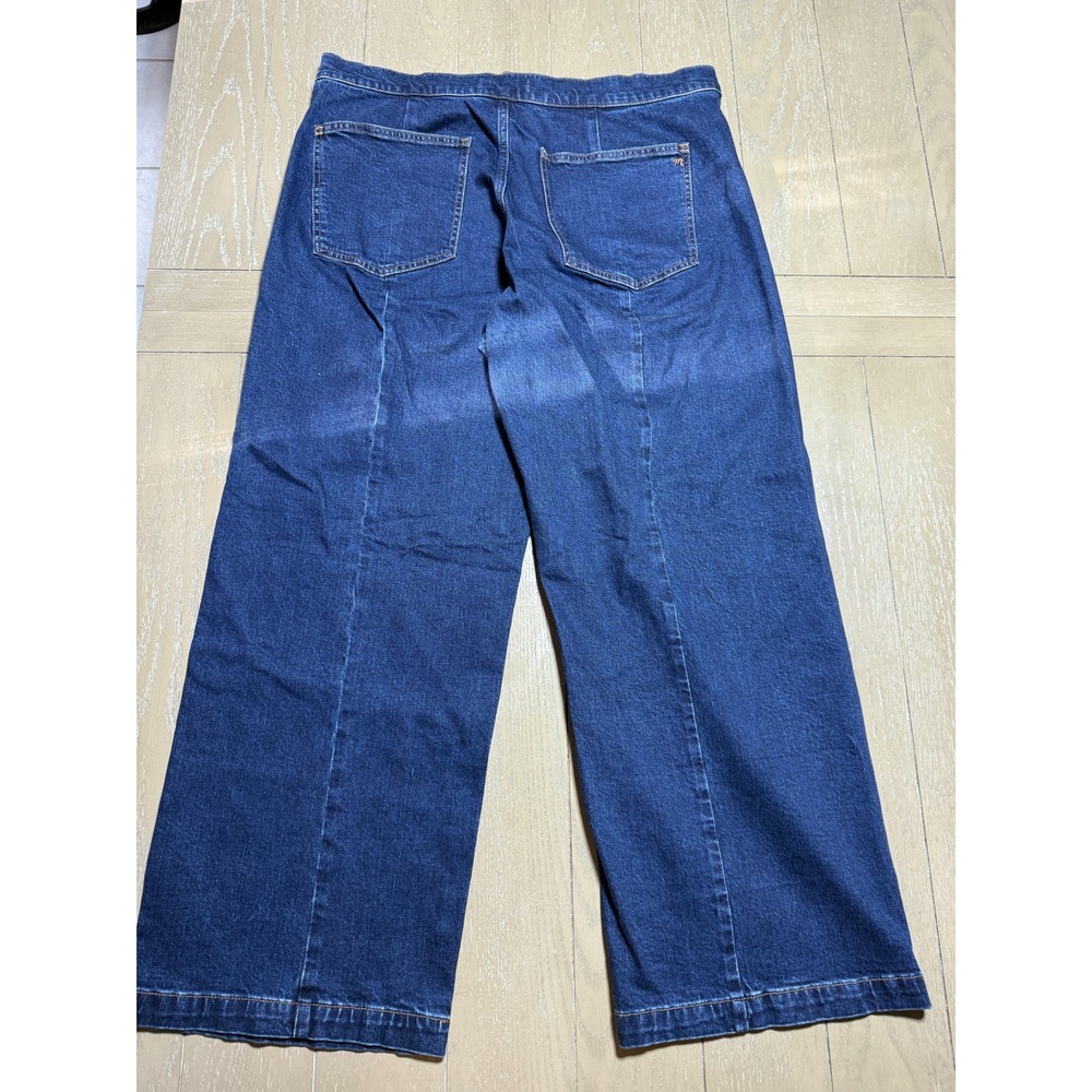 Madewell Emmett Wide-Leg Jeans Womens 33 Blue High Rise Dark Wash Stretch Denim - Picture 7 of 14